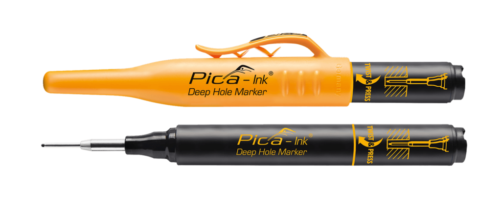 Marqueur Pica Ink pour trous profonds à encre noire 150/46 avec protège-carotte