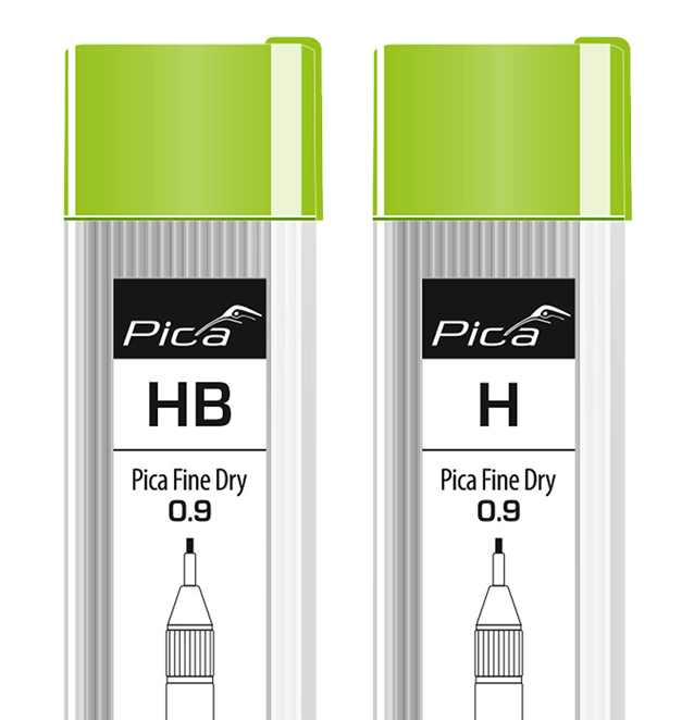 Pica Fine Dry Longlife Automatical Pencil 0.9 mm Ersatzminen Grafit HB und Grafit H