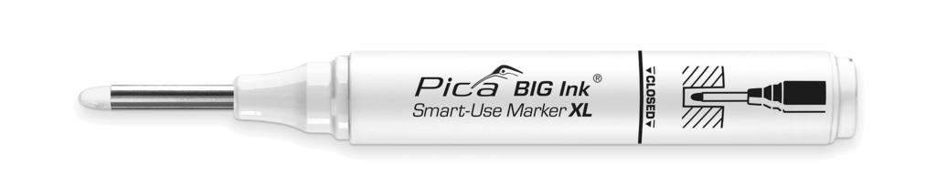 Pica BIG Ink Smart Use Marker, vit, permanent märkpenna, märkpenna för djupa hål