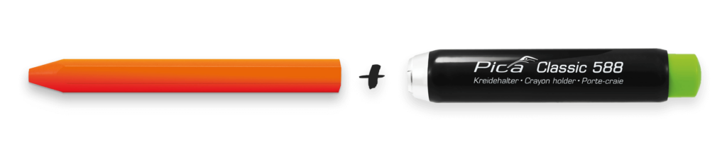 Craie luminescente Pica Classic, orange fluo, pour capteurs de lecture optique avec support de craie Pica Classic