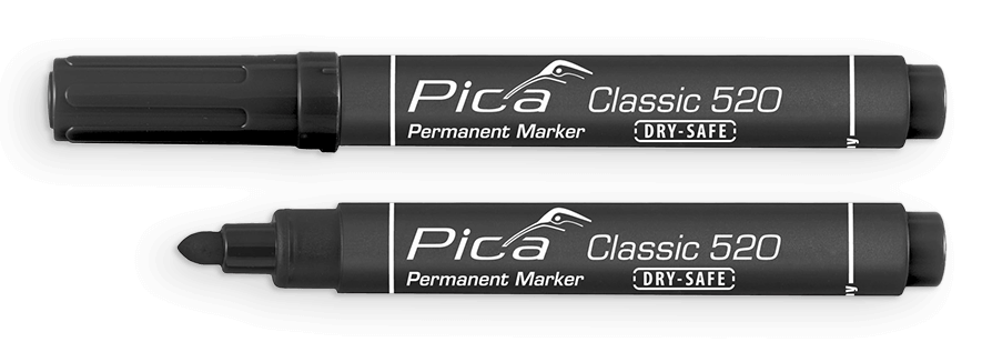 Pica Classic marcador industrial, marcador de tinta, marcador permanente, negro, punta redonda