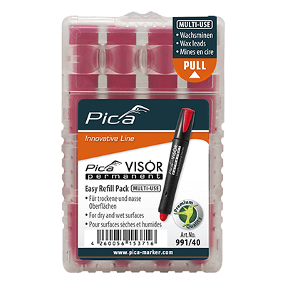 Pica VISOR permanent replacement refills waterproof red